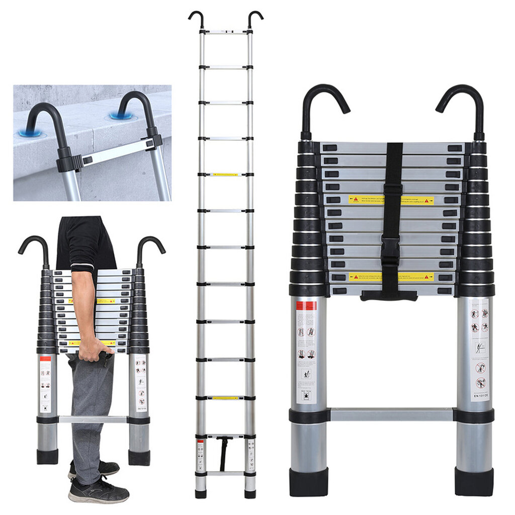 Teleskoopredeli konks 2,0M, 2,6M, 2,9M, 3,2M, 3,8M hind ja info | Redelid | kaup24.ee