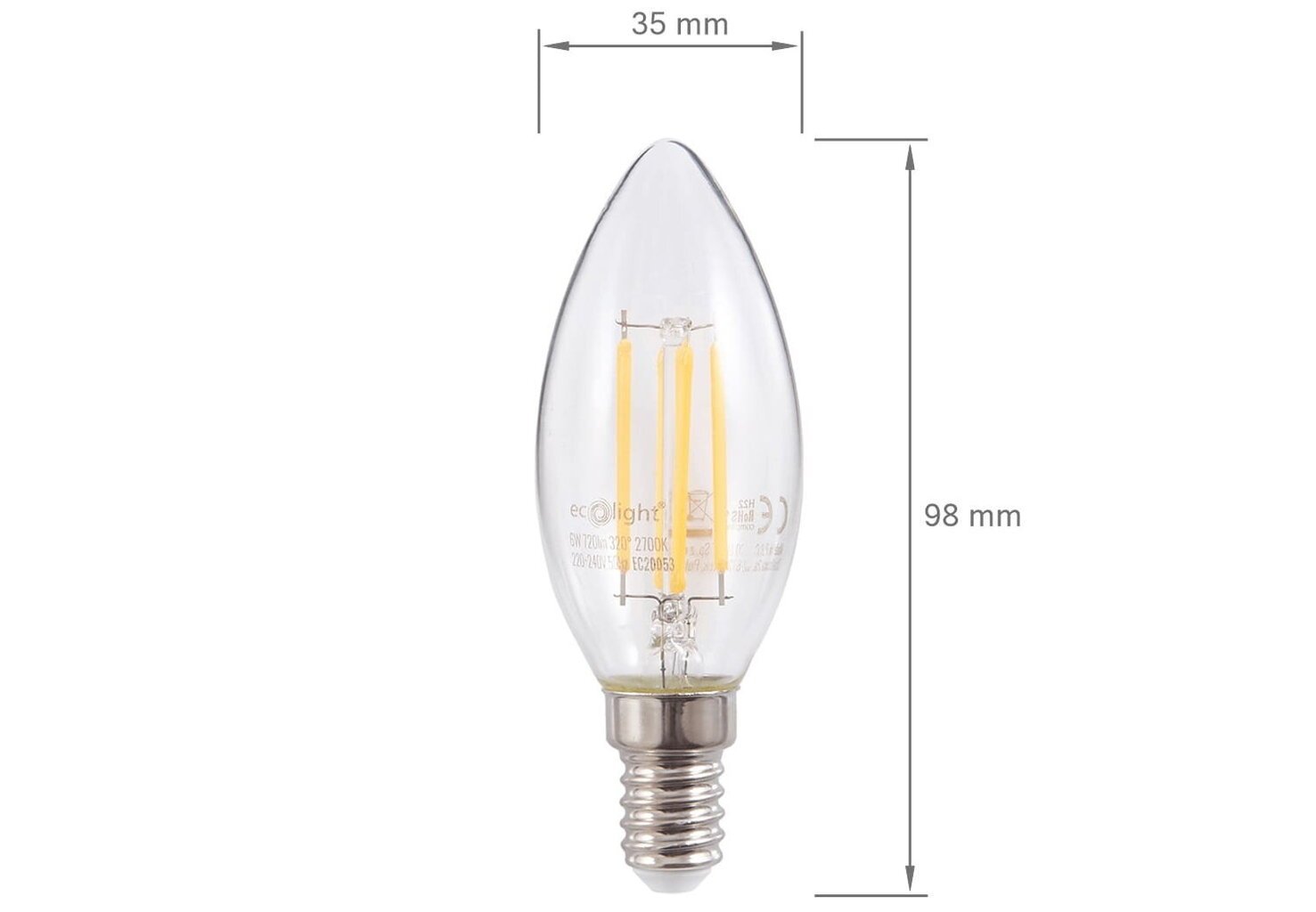 LED pirn Eco-Light Filament, E14, 2700K, 1 tk hind ja info | Lambipirnid, lambid | kaup24.ee