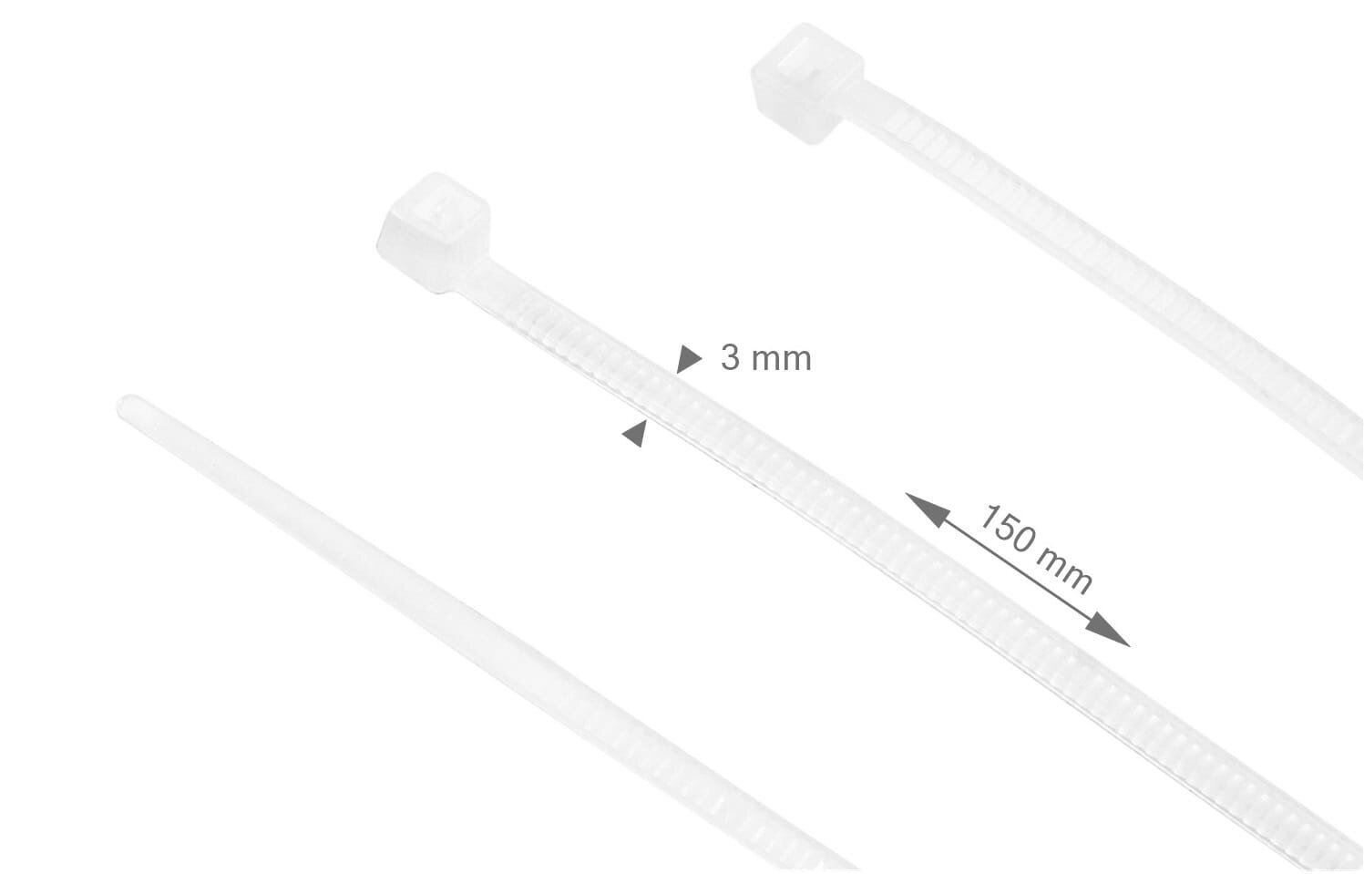 Kaabliside 3x150mm, valge, 100tk цена и информация | Kinnitusvahendid | kaup24.ee