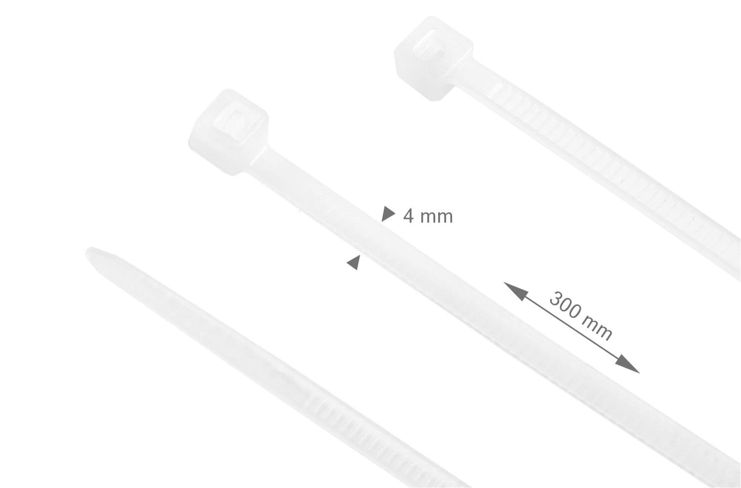 Kaabliside 4x300mm, valge, 100tk hind ja info | Kinnitusvahendid | kaup24.ee