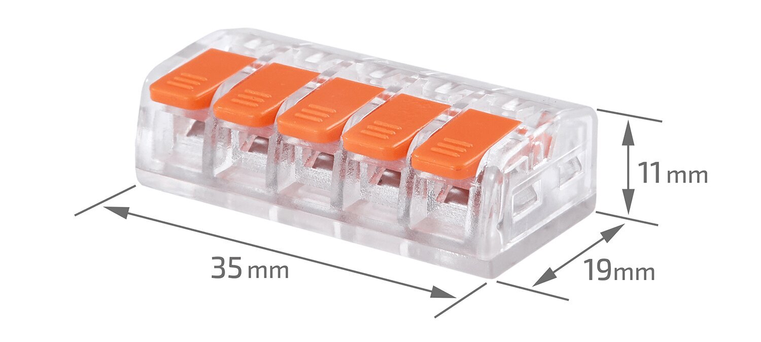 Kiirliitmik CMK-635 - 5x 0,2 kuni 4,0 mm², 50 tk цена и информация | Tekstiilkaablid ja elektriklemmid | kaup24.ee