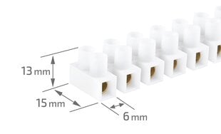 Komplekt: 12-pooluseline klemmiplokk 6mm 6A, 10tk цена и информация | Текстильные провода и клеммные колодки | kaup24.ee