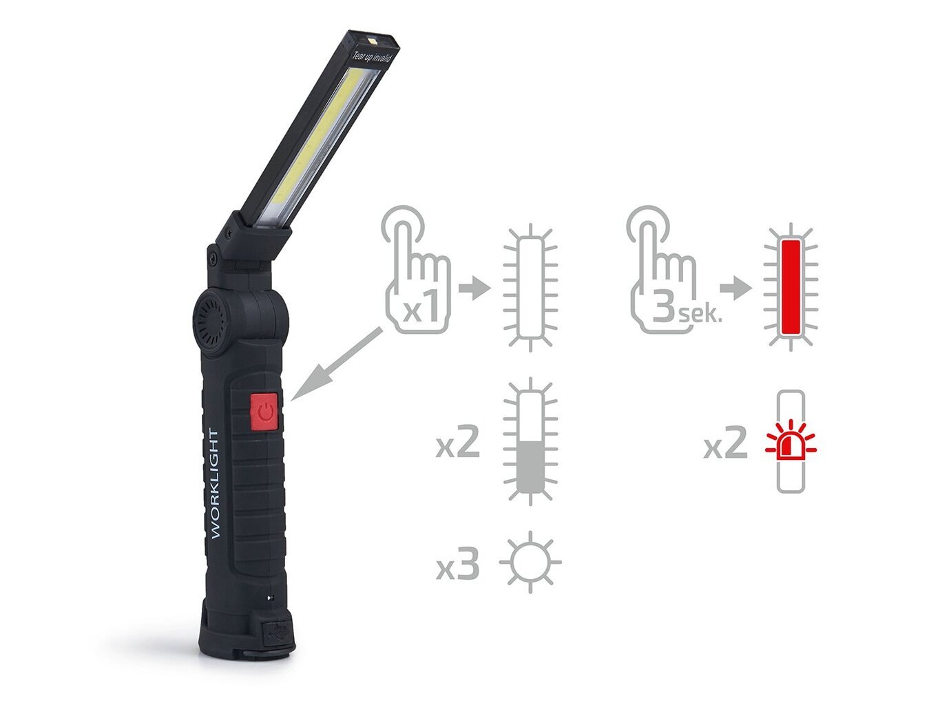 LED taskulamp 3W COB + 1W LED цена и информация | Taskulambid, prožektorid | kaup24.ee