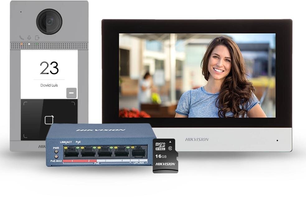 Video sisetelefoni komplekt Hikvision DS-KIS604-S(C)(O-STD)/eu hind ja info | Fonolukud | kaup24.ee