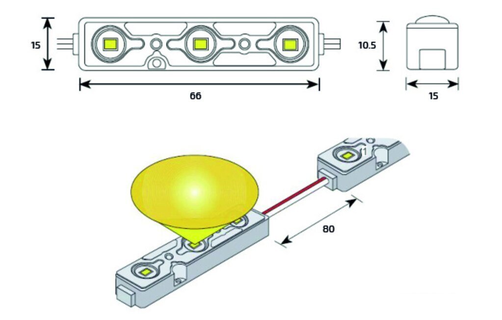 LED-moodul 2835 IP68 0,72W - Samsung, 6500K цена и информация | LED ribad | kaup24.ee