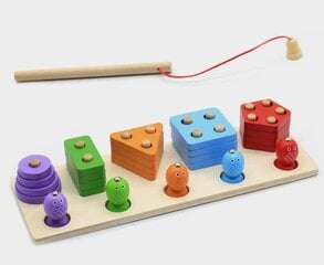 Montessori geomeetrilised kujundid ja kalapüügi mäng 2in1 цена и информация | Развивающие игрушки и игры | kaup24.ee