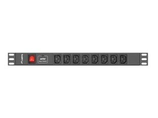 LANBERG POWER STRIP PDU RACK (1U, 16A, 8X IEC C13) цена и информация | Аксессуары для корпусов | kaup24.ee