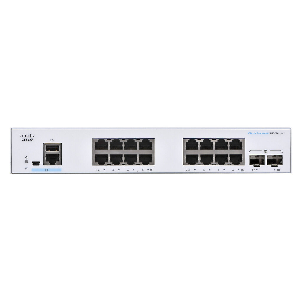 Cisco CBS350-16T-E-2G-EU võrgulüliti Hallatud L2/L3 Gigabit Ethernet (10/100/1000) Hõbedane цена и информация | Lülitid (Switch) | kaup24.ee