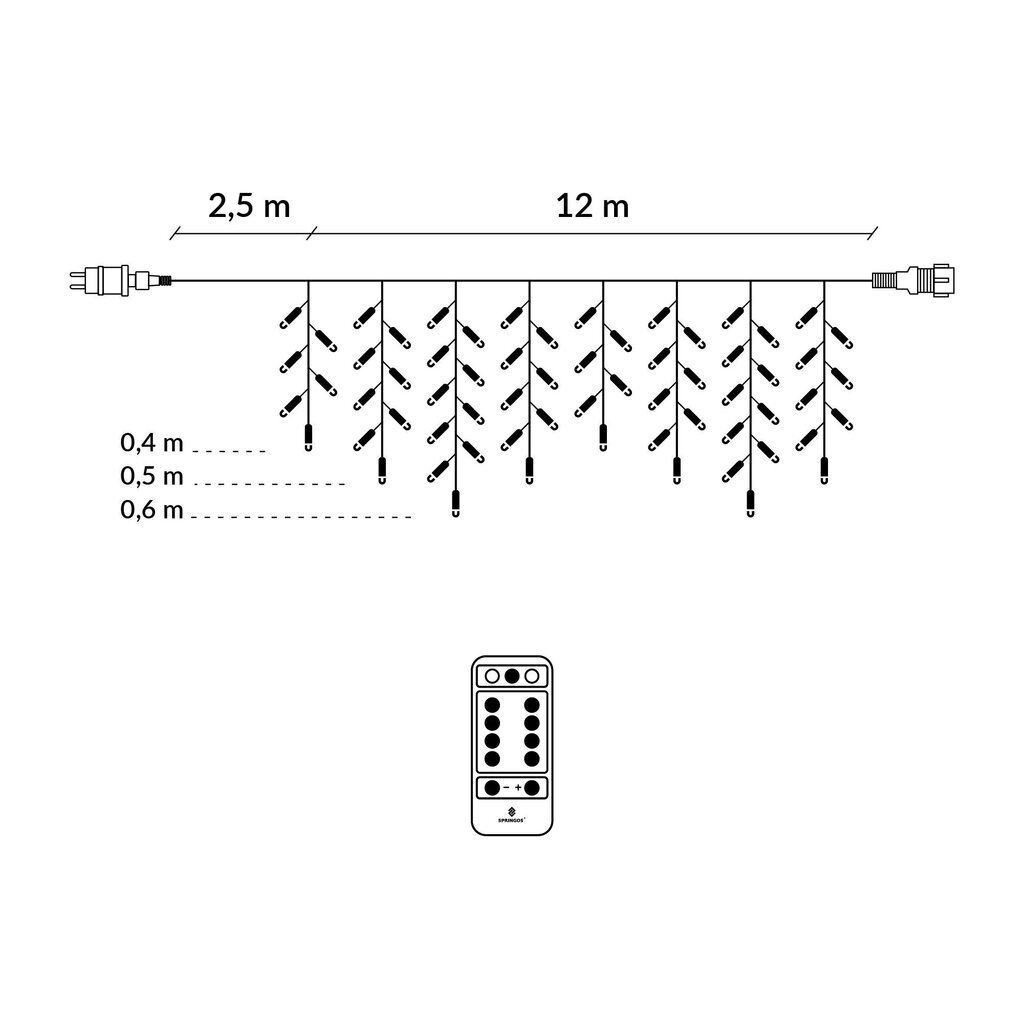 Valguskardin + kaugjuhtumispult CL0307, 300 LED hind ja info | Jõulutuled | kaup24.ee