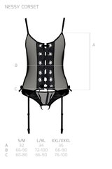 Сексуальный корсет Passion Nessy, L/XL, черный цвет цена и информация | Сексуальное женское белье | kaup24.ee