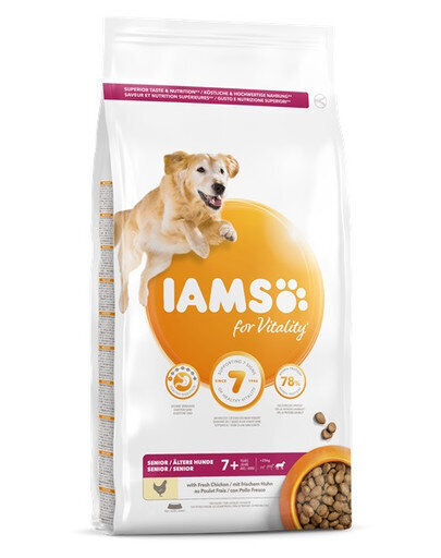 Iams For Vitality vanematele suurt tõugu koertele kanaga, 3 kg цена и информация | Kuivtoit koertele | kaup24.ee