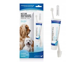 Зубная щетка и паста для собак Francodex, 70 г цена и информация | Средства по уходу за животными | kaup24.ee