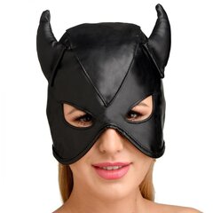 Mask Dungeon Demon Bondage Hood, must цена и информация | БДСМ и фетиш | kaup24.ee