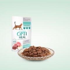 Optimeal hairball влажный корм для кошек  - утка, печень в яблочном желе 12 х 85 г цена и информация | Кошачьи консервы | kaup24.ee