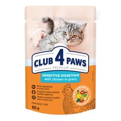 Club 4 Paws Premium Sensitive niiske kassitoit - kana kastmes, 24 x 80g hind ja info | Konservid kassidele | kaup24.ee