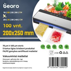 Пищевые вакуумные / вакуумные пакеты 20x25 / 200x250 (100 шт.) + этикетки (100 шт.) цена и информация | Вакууматоры | kaup24.ee