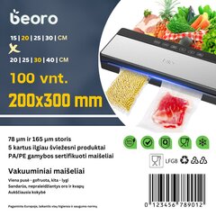 Пищевые вакуумные / вакуумные пакеты 20x30 / 200x300 (100 шт.) + этикетки (100 шт.) цена и информация | Вакууматоры | kaup24.ee