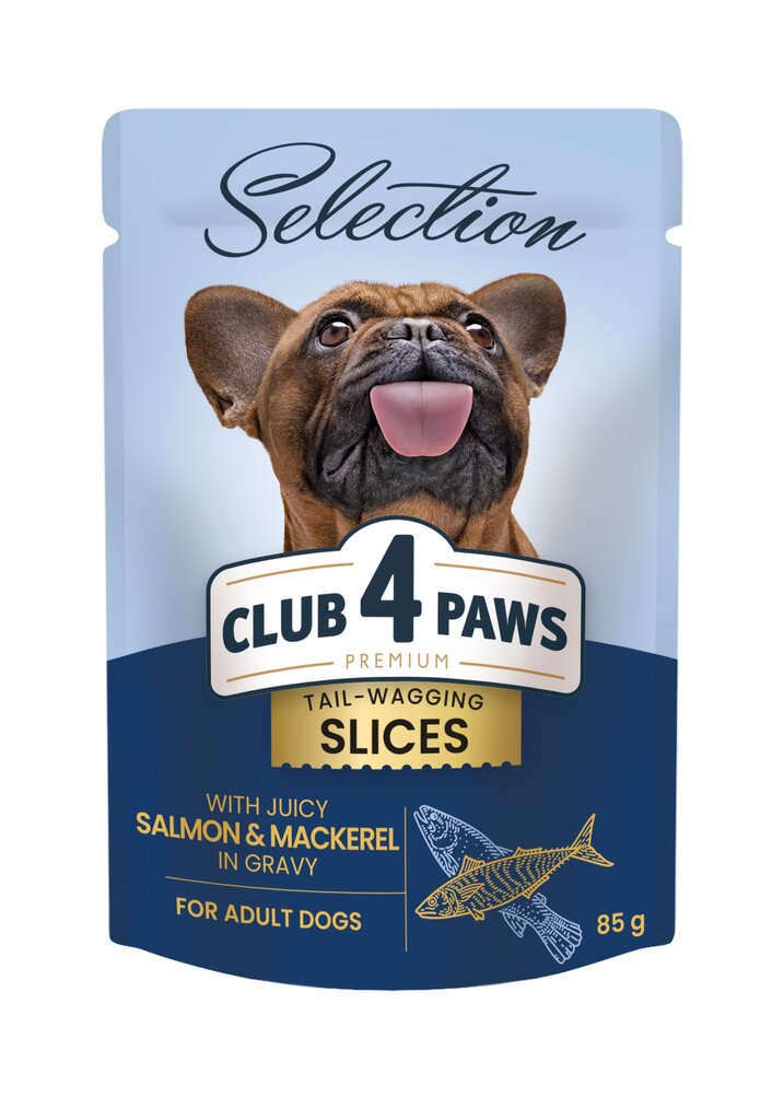 Club 4 Paws Premium Selection märgtoit koertele - lõhe ja makrell kastmes, 12 x 85g hind ja info | Konservid koertele | kaup24.ee