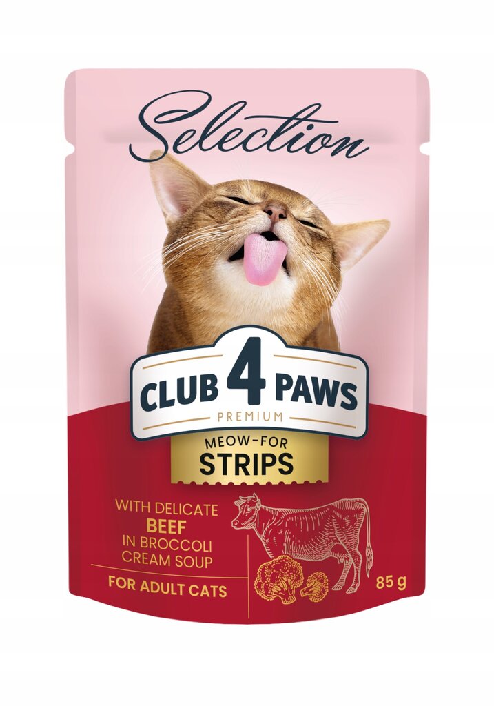 Club 4 Paws Premium Selection niiske kassitoit - Veiseliha brokoli kreemjas supis, 12 x 85g hind ja info | Konservid kassidele | kaup24.ee