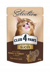 Club 4 paws premium selection влажный корм для кошек  - кролик и индейка 12 х 80 г цена и информация | Кошачьи консервы | kaup24.ee