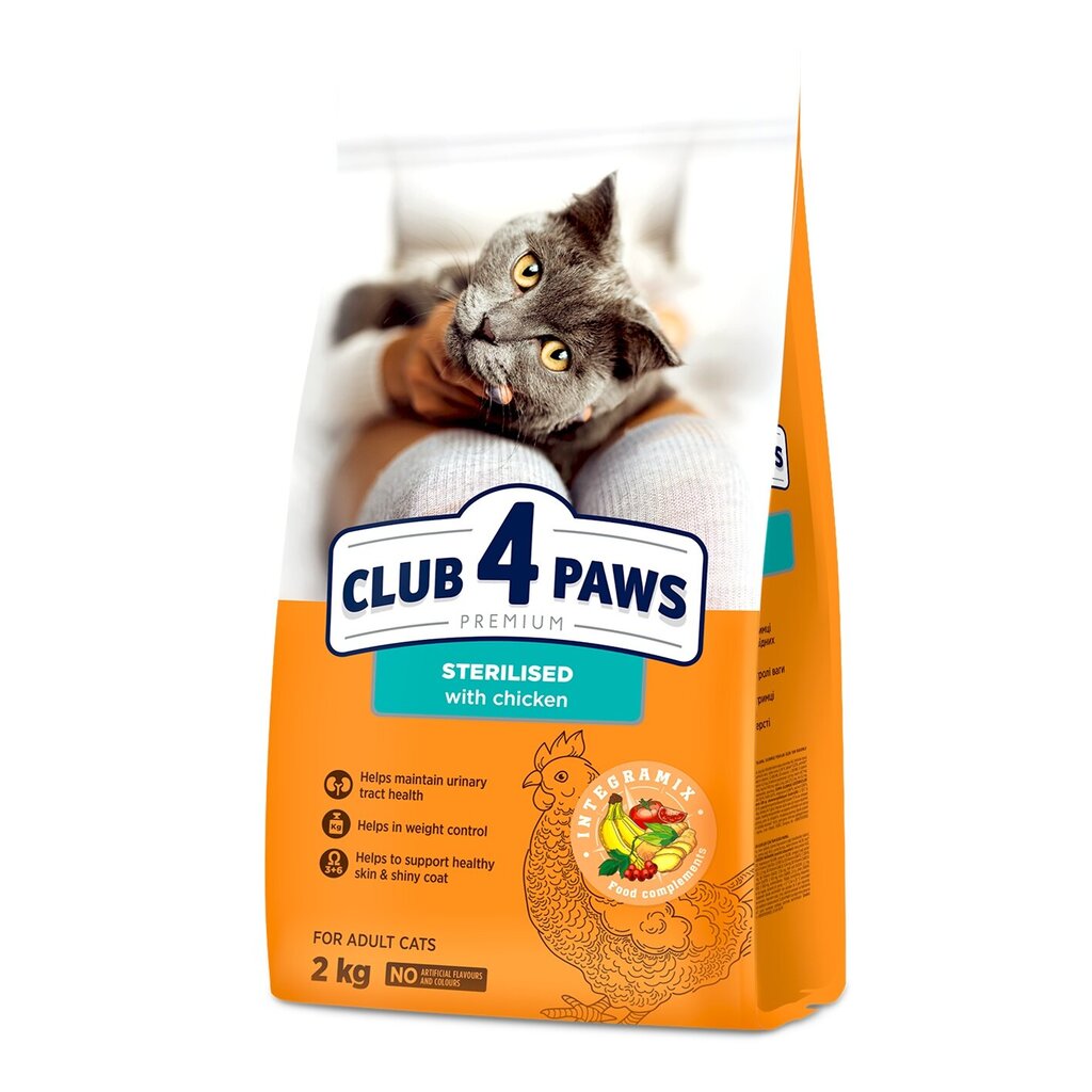 Club 4 Paws Premium Steril kuivtoit steriliseeritud/kastreeritud kassidele, 2 kg цена и информация | Kuivtoit kassidele | kaup24.ee
