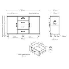 Комод Tenzo Aatrium, 146x41x92 см, белый цена и информация | Комоды | kaup24.ee