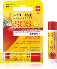 Huulepalsam Eveline Cosmetics SOS 100% Organic Argan Oil Exotic Mango 4,5ml цена и информация | Помады, бальзамы, блеск для губ | kaup24.ee