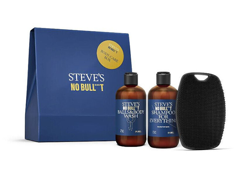 Kehahoolduskomplekt Steve's No Bull***t Body Care Box meestele: šampoon Shampoo for Everything, 250 ml + dušigeel Balls &amp; Body Wash, 250 ml + pesukäsn цена и информация | Dušigeelid, õlid | kaup24.ee