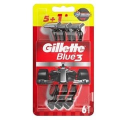 Одноразовые бритвы Gillette Blue3 Red &amp; White, 6 шт. цена и информация | Косметика и средства для бритья | kaup24.ee