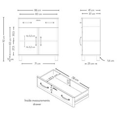 Комод Aatrium Malibu, 86x41x92 см, черный цена и информация | Комоды | kaup24.ee