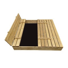 Immutatud puidust liivakast Bonus Orbis kattega 140×140 cm hind ja info | Liivakastid, liiv ja mänguasjad | kaup24.ee