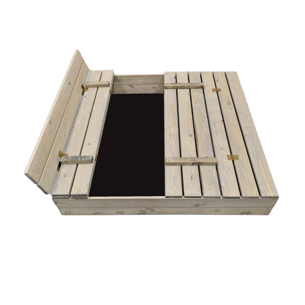 Immutatud puidust liivakast Bonus Orbis kattega 120×120 cm hind ja info | Liivakastid, liiv ja mänguasjad | kaup24.ee