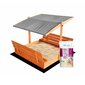 Immutatud puidust liivakast liiva ja katusega, 120×120 cm цена и информация | Liivakastid, liiv ja mänguasjad | kaup24.ee