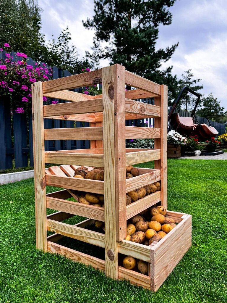 Puidust kartulikast, 40 x 54 x 70 cm hind ja info | Hoiukastid ja -korvid | kaup24.ee
