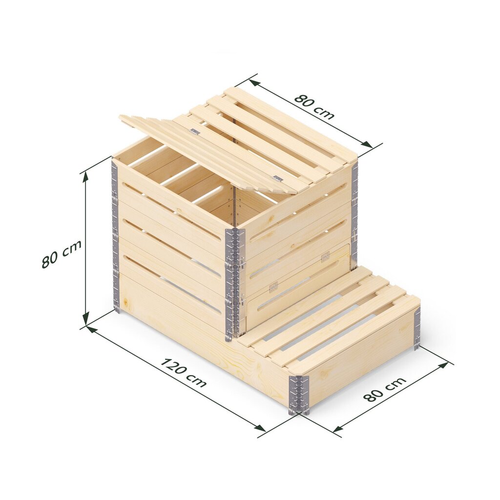 Puidust kompostikast, 520 l цена и информация | Kompostrid, prügikonteinerid | kaup24.ee