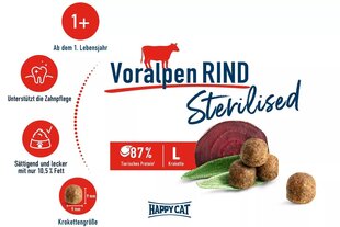 Happy Cat toit steriliseeritud kassidele veiselihaga Sterilised Voralpen Rind, 10 kg hind ja info | Kuivtoit kassidele | kaup24.ee
