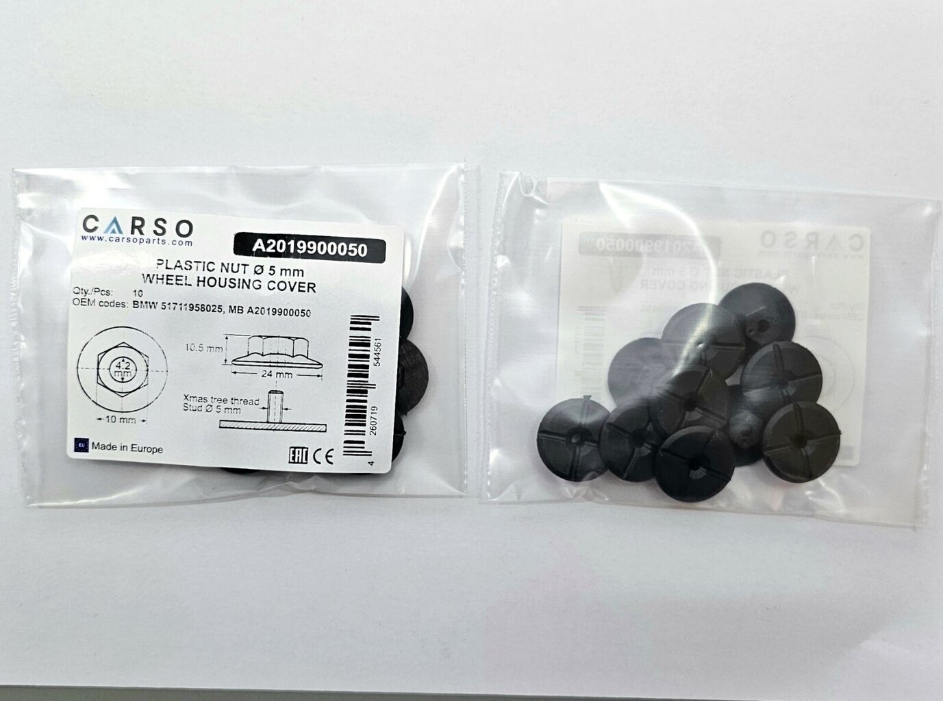 Plastmutter keermega Carso A2019900050, 20 tk. цена и информация | Lisaseadmed | kaup24.ee