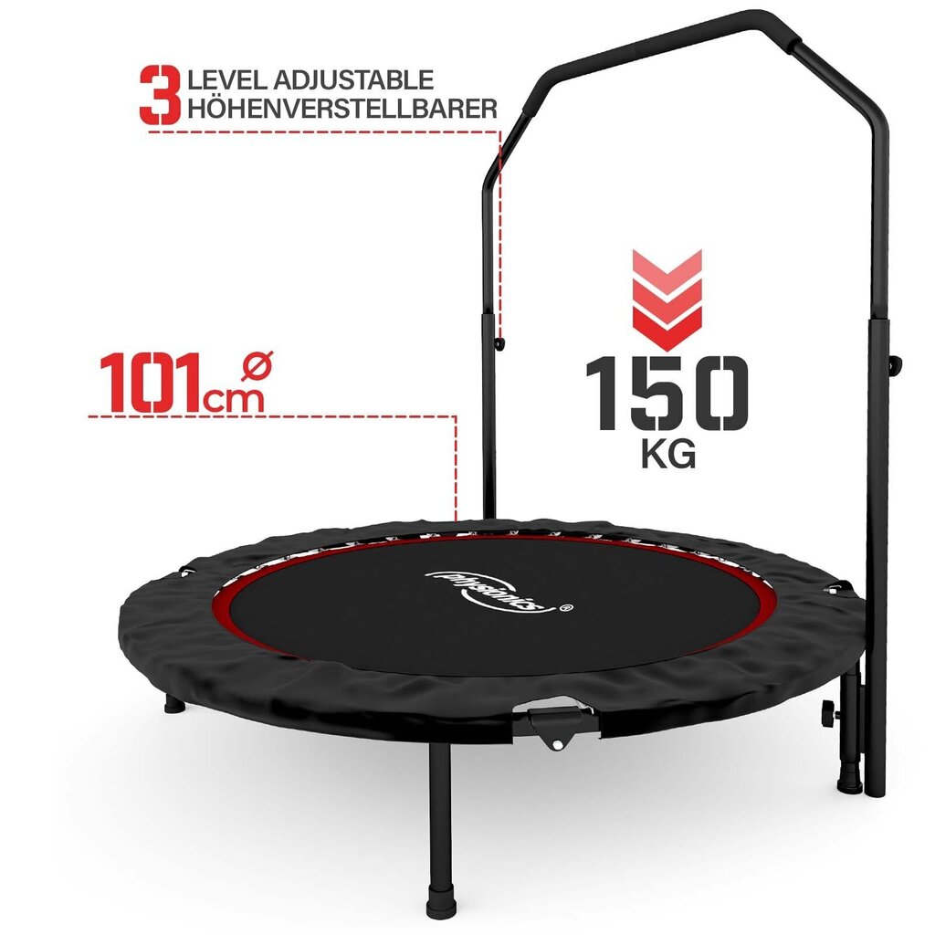 Fitness minitrampliin täiskasvanutele ja lastele 101cm, max. koormus kuni 150 kg, punane hind ja info | Spordi batuudid | kaup24.ee