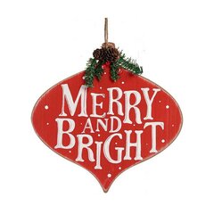 Знак Merry and  Bright Пластик Деревянный MDF (30 x 3,5 x 30 cm) цена и информация | Рождественские украшения | kaup24.ee