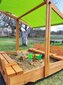 Immutatud puidust liivakast koos liiva ja katusega, 140×140 cm (roheline) цена и информация | Liivakastid, liiv ja mänguasjad | kaup24.ee