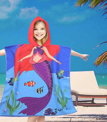 Детское пляжное полотенце-пончо с капюшоном "Русалка", 60 Х 90 СМ. цена и информация | Полотенца | kaup24.ee