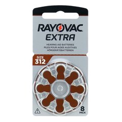 Kuuldeaparaadi patareid Rayovac Extra PR41 312, 8 tk. hind ja info | Patareid | kaup24.ee