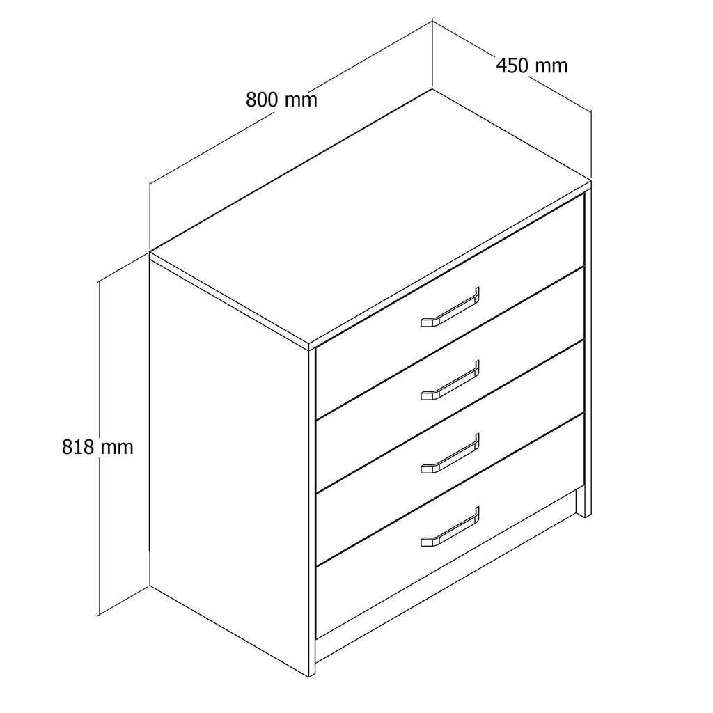 Kummut Grande 3602, pruun hind ja info | Kummutid | kaup24.ee