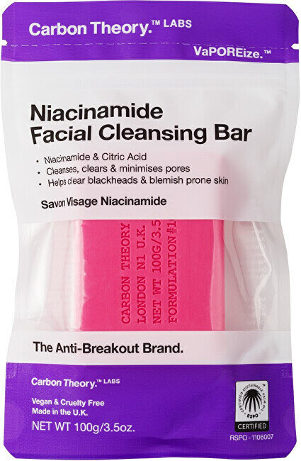 Näoseep Carbon Theory Niacinamide facial cleansing soap, 100 g цена и информация | Seebid | kaup24.ee