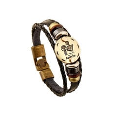 Кожаный браслет-оберег для мужчин и женщин JHM wholesale Aquarius цена и информация | Мужские украшения | kaup24.ee