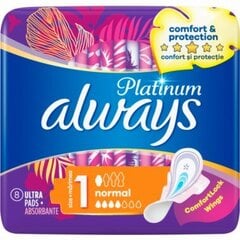 Hügieenisidemed Always Platinum Ultra Normal, 8 tk hind ja info | Tampoonid, hügieenisidemed, menstruaalanumad | kaup24.ee