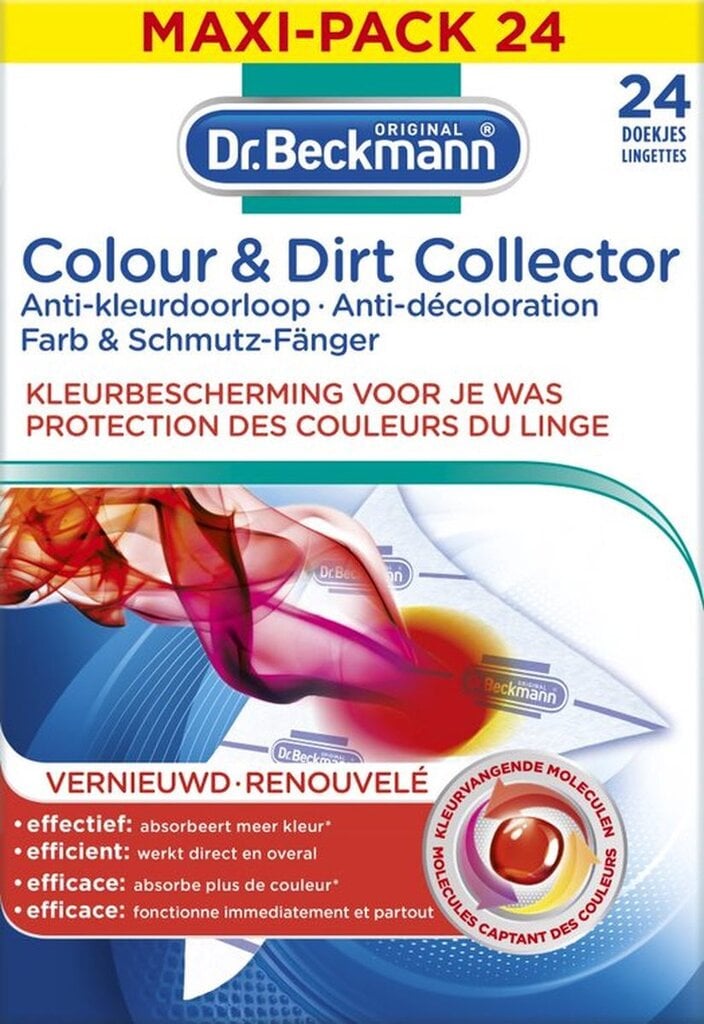 Salvrätikud värvilise pesu pesemiseks Dr.Beckmann Colour & Dirt Collector, 24 tükki цена и информация | Pesuvahendid | kaup24.ee