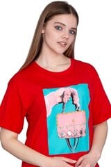 Красная футболка с аппликацией C764-RA-44 цена и информация | Женские футболки | kaup24.ee