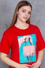 Красная футболка с аппликацией C764-RA-44 цена и информация | Женские футболки | kaup24.ee