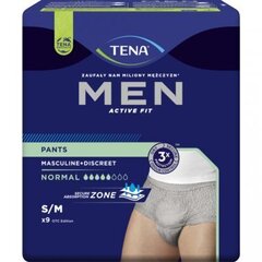 Трусики-подгузники для взрослых, мужские Tena Men Pants Normal Grey S/M OTC, 9 шт цена и информация | Подгузники, прокладки, одноразовые пеленки для взрослых | kaup24.ee